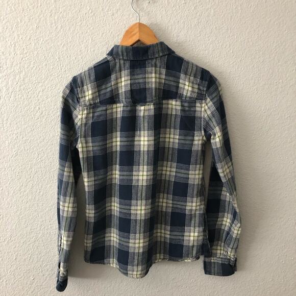 Hollister Blue & Green Plaid Flannel Button Up Top - Picture 3 of 5